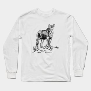 Lioness Ink Drawing Long Sleeve T-Shirt